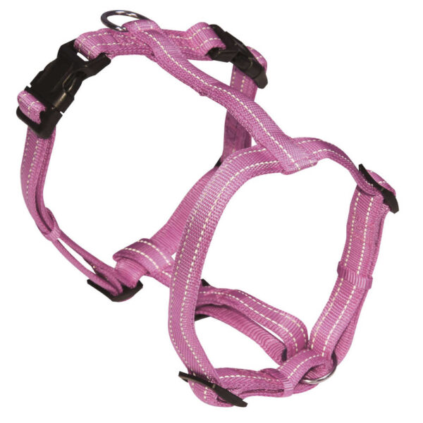 Шлея SOFT REFLECTIVE H-образна світловідбиваюча м'яка рожева нейлон 1.5x35-50 см