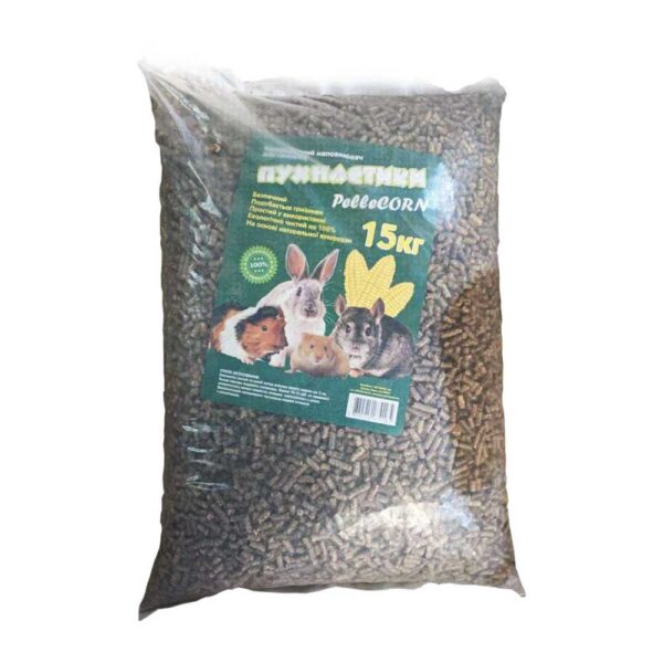 Кукурудзяний пелетирований наповнювач "Пухнастики Pellecorn" 15 кг