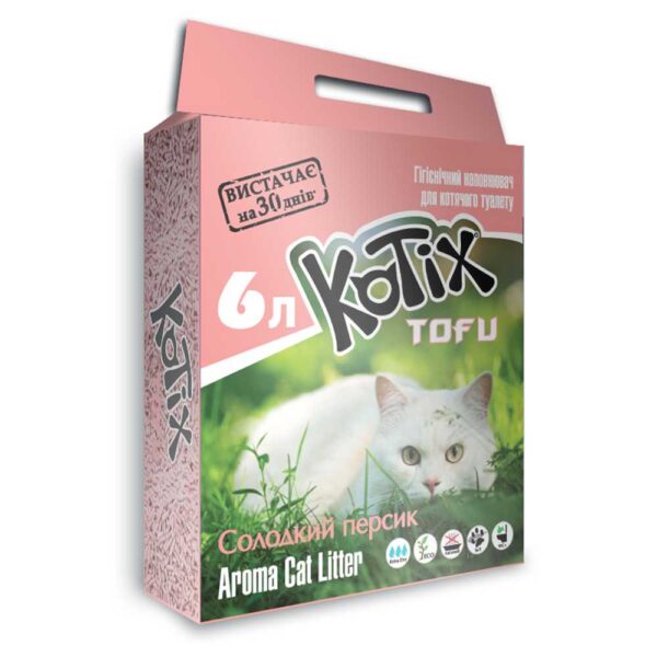 Наповнювач для котів KOTIX TOFU Honey Peach 6 л