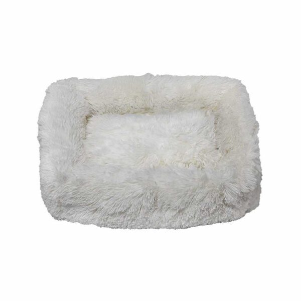 Лежак плюшевий для тварини PONCHIK прямокутний (білий) 50*38*19 см 7 кг S