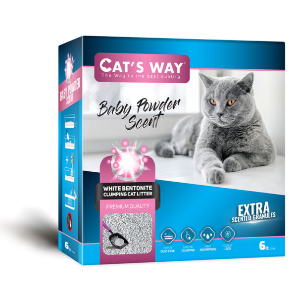 Бентонітовий наповнювач CAT'S WAY дитяча присипка + рожеві гранули 6 л коробка