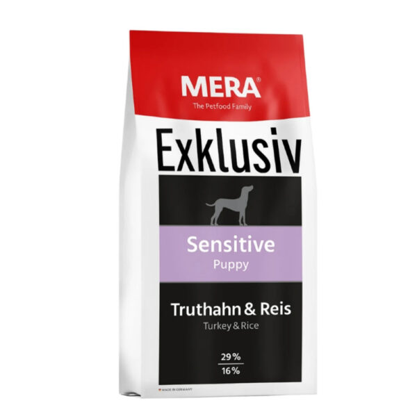MERA EXCLUSIV sensitive Puppy корм для цуценят усіх порід із чутливим травленням або схильністю до аллергії з індичкою та рисом 15 кг