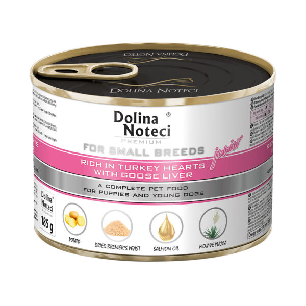 Корм конс.Dolina Noteci Premium для цуценят юніорів собак маленьких порід з серцем індички та гусячою печінкою 185 г