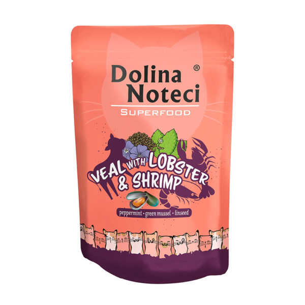 Пауч Dolina Noteci Superfood для котів з телятиною лобстером і креветкою 85 г
