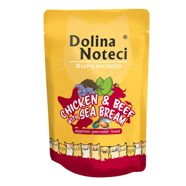 Пауч Dolina Noteci Superfood для котів з курятиною яловичиною і дорадо 85 г