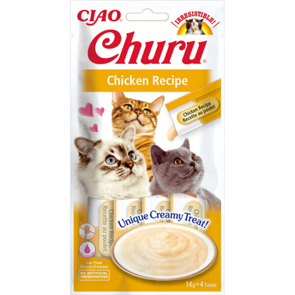 Ласощі INABA "Churu" для котів вершковий мус в стіках з куркою 4*14 г