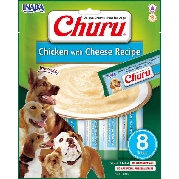 Ласощі INABA "Churu" для собак вершковий мус в стіках курка з сиром 8*20 г