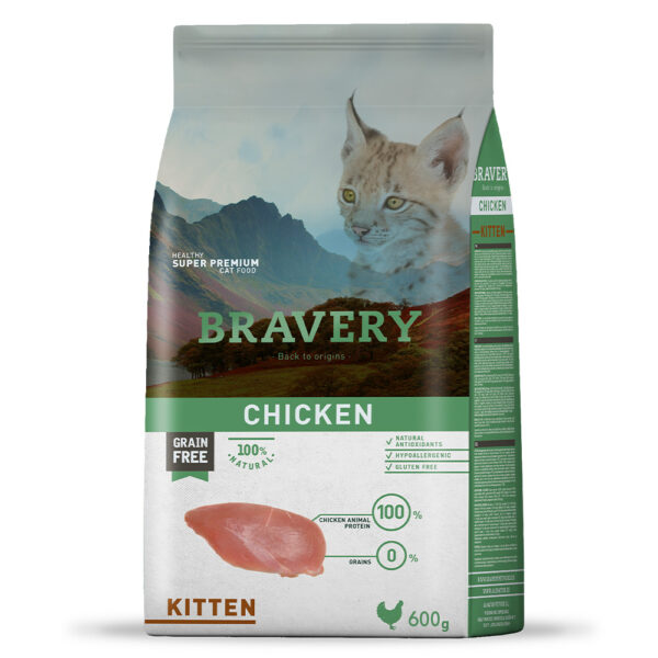 BRAVERY Chicken Cat Kitten сухий корм для кошенят з куркою 600 г