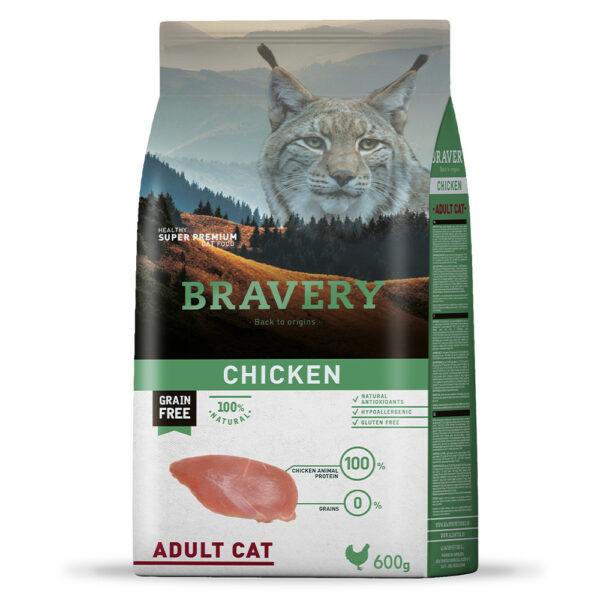 BRAVERY Chicken Adult Cat сухий корм для дорослих котів з куркою 600 г