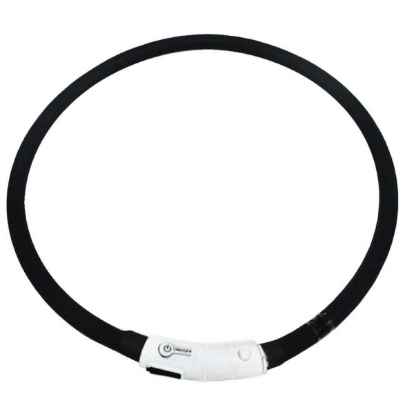 Нашийник для собак світиться LED USB силікон чорний Expert 1*70 см