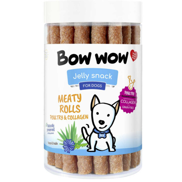 Ласощі для собак "Bow wow" м'ясні палочки з птиці та колагену (17 шт/уп)