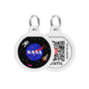 Адресник для собак та котів металічний WAUDOG Smart ID з QR паспортом малюнок "NASA", круг, Д 25 мм