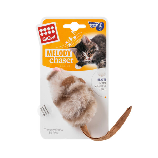 Іграшка для котів Мишка з електронним чіпом GiGwi Melody chaser, штучние хутро, 9 см - Image 2