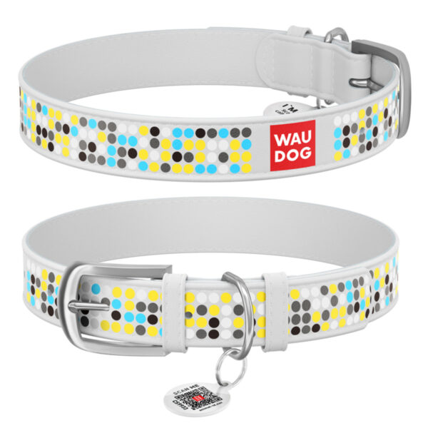 Нашийник WAUDOG Design з малюнком "Мозаїка" преміум шкіра - металева пряжка