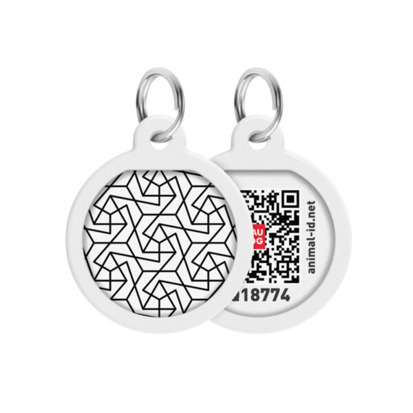 Адресник для собак та котів металічний WAUDOG Smart ID з QR паспортом малюнок "Геометрія", круг, Д 25 мм