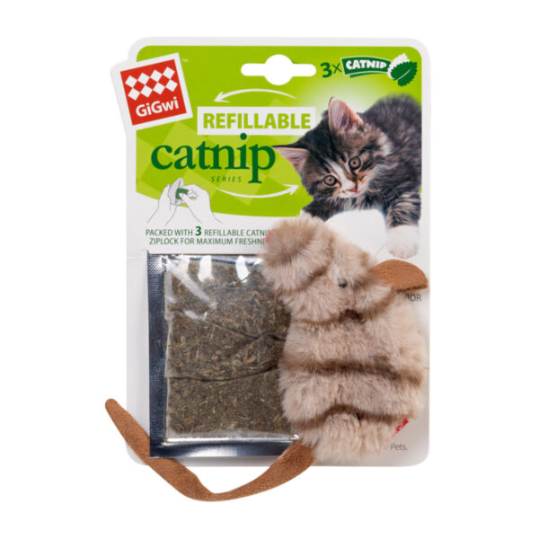 Іграшка для котів Мишка з котячої м'ятою GiGwi Catnip, штучне хутро, котяча м'ята, 10 см 1 - Image 2