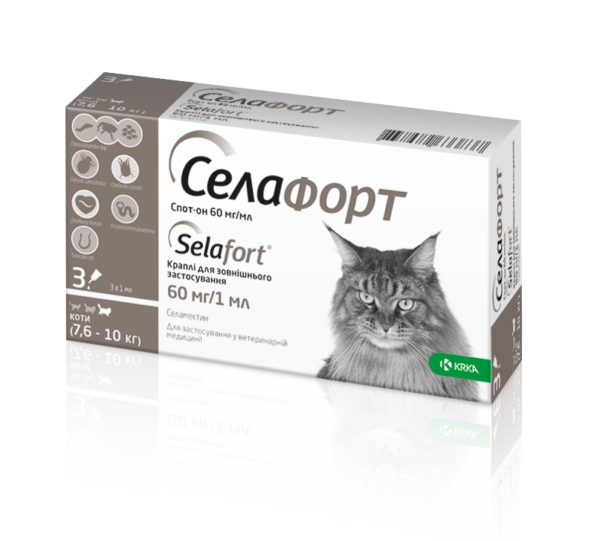 Селафорт спот он, розч. 60мг/1 мл ( для котів) 7.6-10 кг