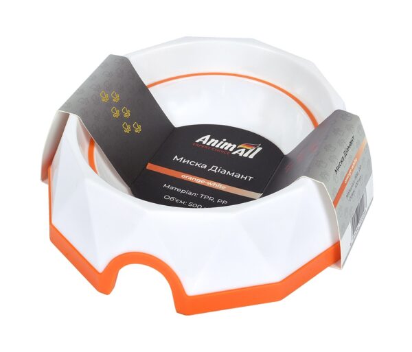 AnimAll 0266 миска Діамант, 500 мл, помаранчева/біла