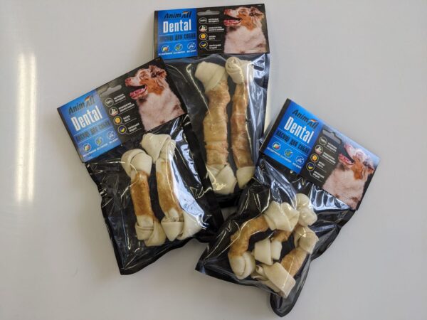 AnimAll Dental кістка баварська вузлова №2М з м'ясом курки, 10-12 см 4 од.