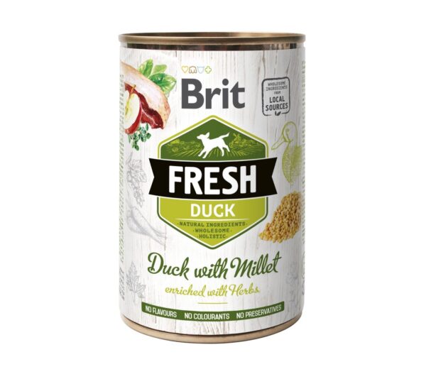 Консервований корм Brit Fresh Duck/Millet для собак з качкою та пшоном, 400 г