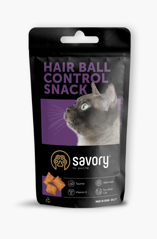 Хрумкі ласощі Savory Snack Подушечки для заохочення котів, контроль шерстяних кульок, 60 г