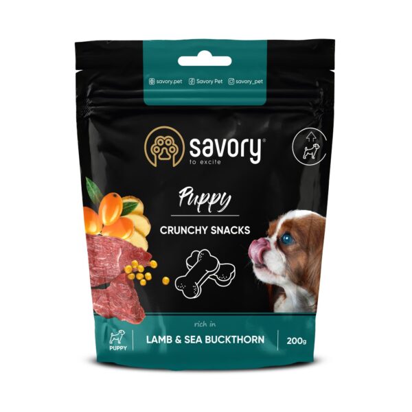 Хрусткі ласощі Savory для здорового росту цуценят, ягня та обліпиха, 200 г