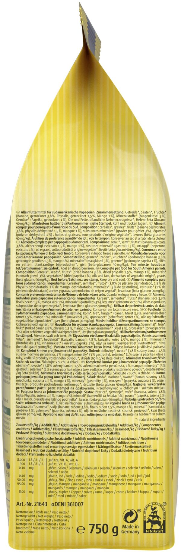 Корм Vitakraft Amazonian для великих амазонських папуг, 750 г - Image 4