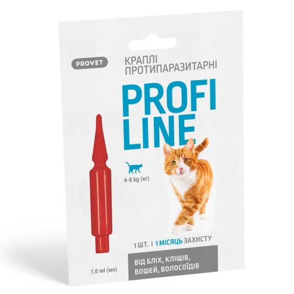 Краплі Provet Profiline для котів 4-8 кг, 1 піпетка 1.0 мл (інсектоакарицид)