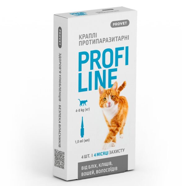 Краплі Provet Profiline для котів 4-8 кг, 4 піпетки по 1.0 мл (інсектоакарицид)