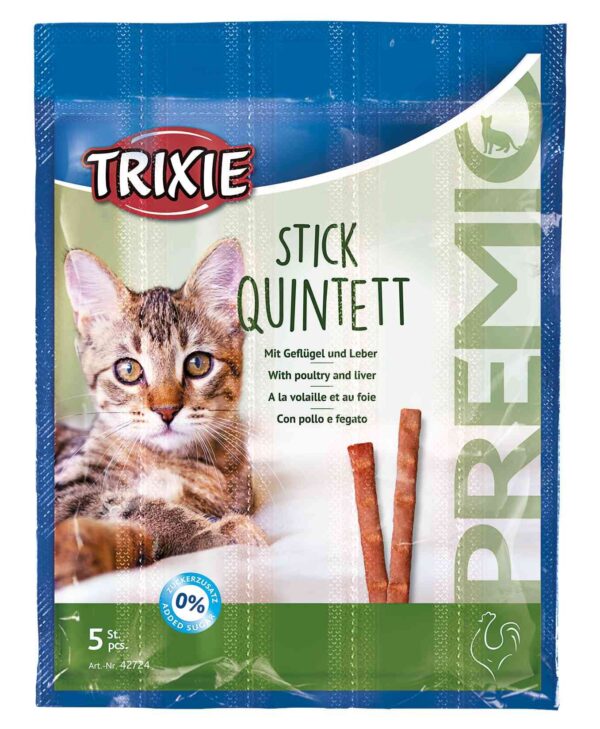 Ласощі Trixie Premio Quadro-Sticks для котів домашня птиця та печінка, 5 шт