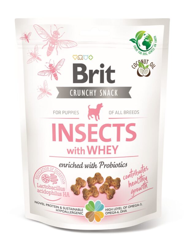 Ласощі для цуценят Brit Care Dog Crunchy Cracker Puppy Insects для росту, комахи, сироватка і пробіотики, 200 г