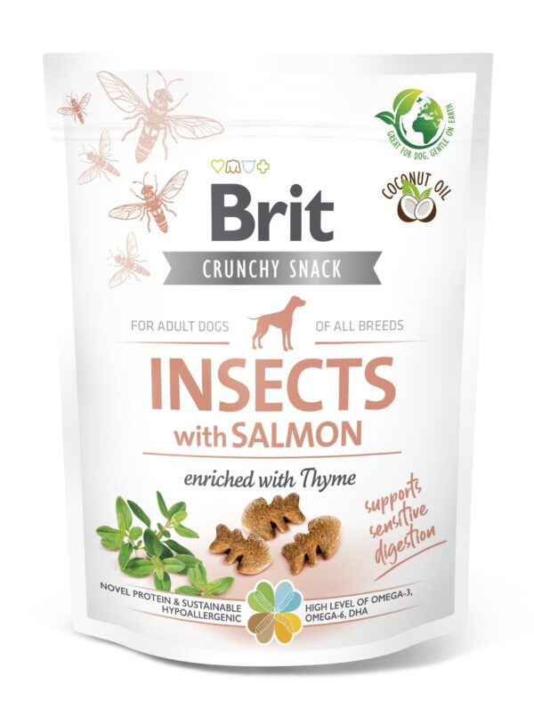 Ласощі для собак Brit Care Dog Crunchy Cracker Insects для чутливого травлення, комахи, лосось і чебрець, 200 г