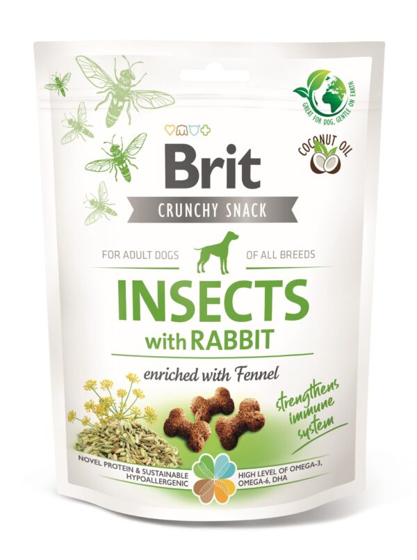 Ласощі для собак Brit Care Dog Crunchy Cracker Insects для імунітету, комахи, кролик і фенхель, 200 г