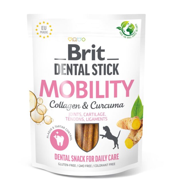 Ласощі для собак Brit Dental Stick Mobility для мобільності суглобів, колаген та куркума, 7 шт, 251 г