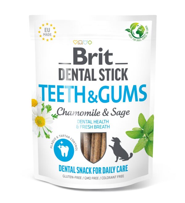 Ласощі для собак Brit Dental Stick Teeth & Gums здорові ясна та зуби, ромашка і шавлія, 7 шт, 251 г