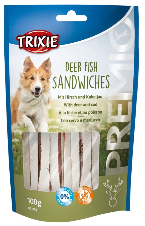 Ласощі Trixie Premio Deer Fish Sandwiches для собак, з олениною та рибою, 100 г