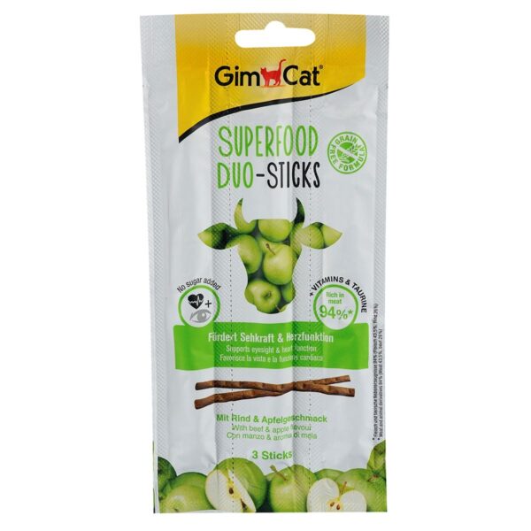 Ласощі GimCat Superfood Duo-Sticks для котів яловичина та яблука, 3 шт