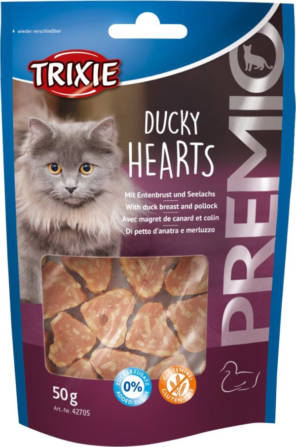 Ласощі Trixie Premio Hearts для котів, качка/минтай, 50 г