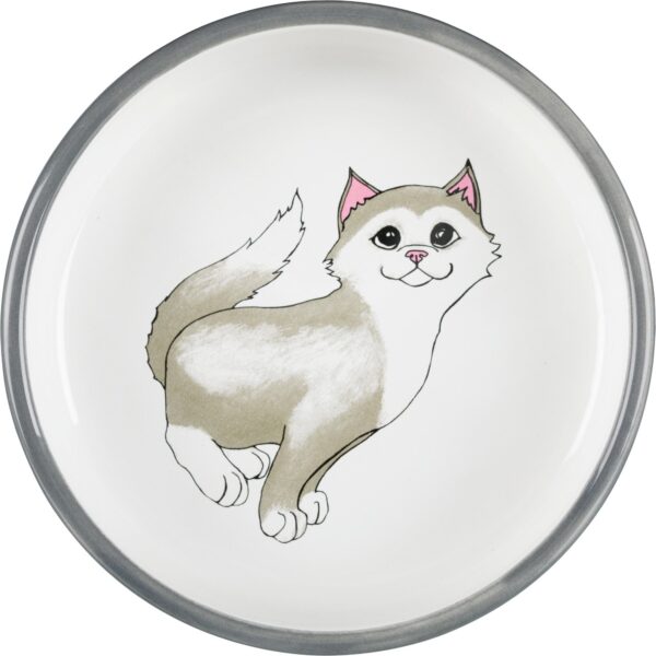 Миска Trixie для котів коротконосих порід, керамічна, 15 см, 300 мл (сіра/біла) - Image 2