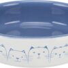Миска Trixie для котів коротконосих порід, керамічна, 15 см, 300 мл (світло-синя/біла)