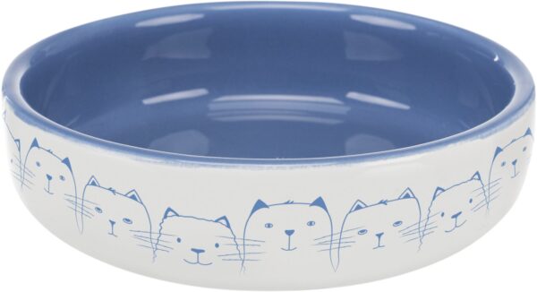 Миска Trixie для котів коротконосих порід, керамічна, 15 см, 300 мл (світло-синя/біла)