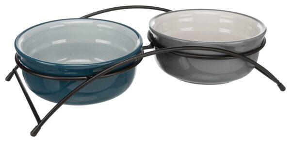 Миски Trixie Eat on Feet для собак подвійні з металевою підставкою, керамічні, 15 см, 2х600 мл