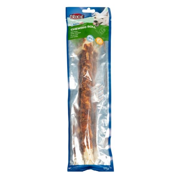 Паличка Trixie Denta Fun для чищення зубів з куркою, 40 см, 170 г (натуральна шкіра)