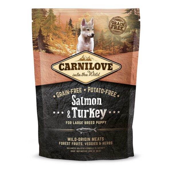 Сухий корм Carnilove Salmon & Turkey для цуценят та молодих собак великих порід лосось та індичка