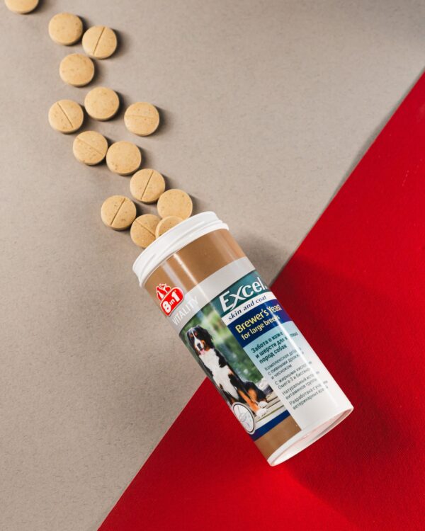 Вітаміни 8in1 Excel «Brewers Yeast Large Breed» для собак великих порід, пивні дріжджі з часником, 80 шт (для шкіри та шерсті) - Image 4