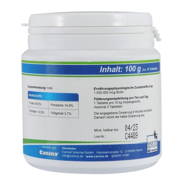 Вітаміни Canina Biotin Forte Tabletten для собак, інтенсивний курс для шерсті - Image 3
