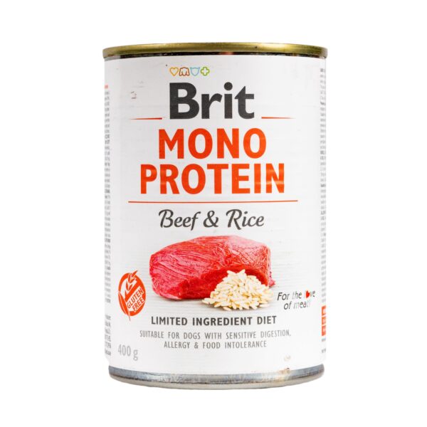 Вологий корм Brit Mono Protein Beef & Rice для собак з яловичиною та рисом, 400 г