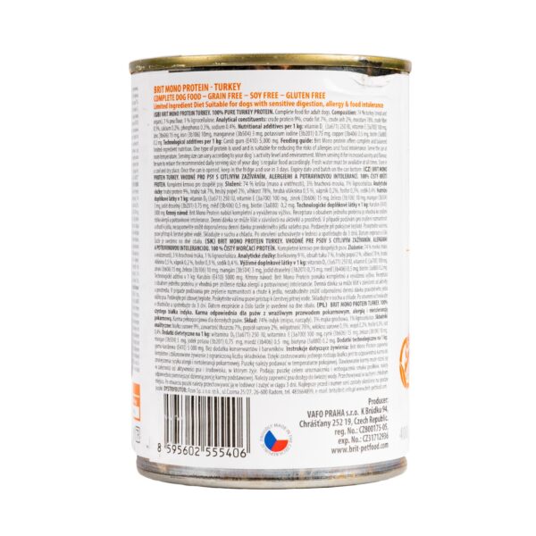 Вологий корм Brit Mono Protein Turkey для собак з індичкою, 400 г - Image 3