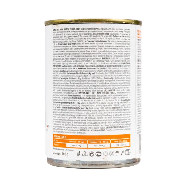 Вологий корм Brit Mono Protein Turkey для собак з індичкою, 400 г - Image 4