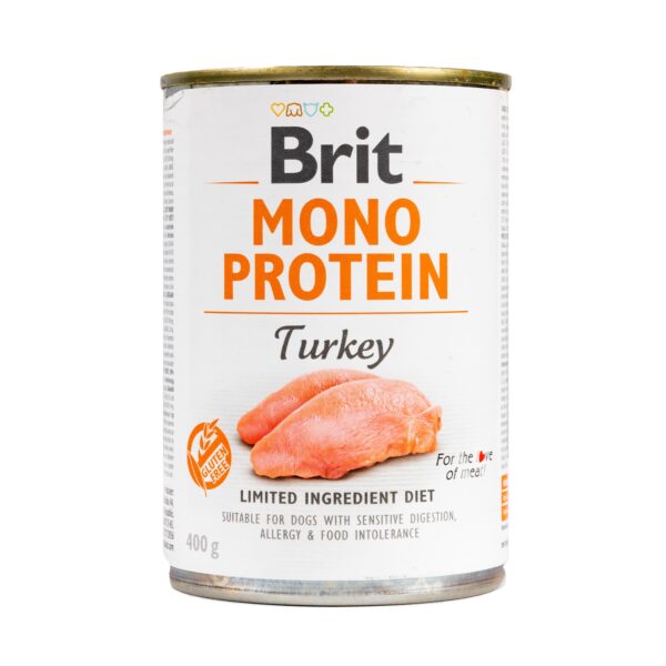 Вологий корм Brit Mono Protein Turkey для собак з індичкою, 400 г